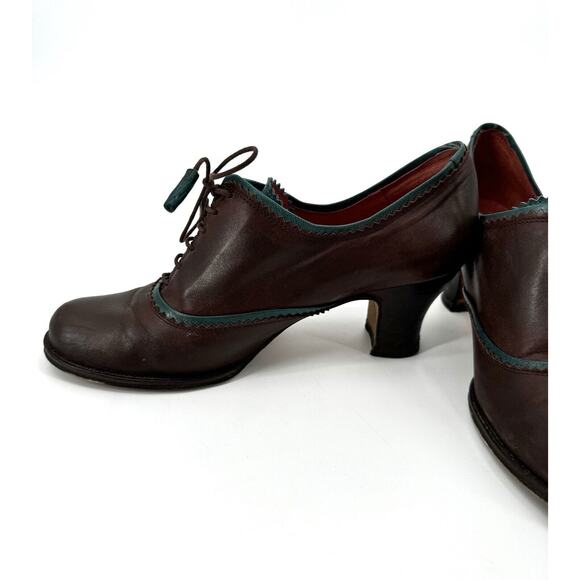 Audrey London Shoes Leather Size 7.5 Heels Oxford Retro Lace Up Swing Dance Fun - Picture 5 of 9